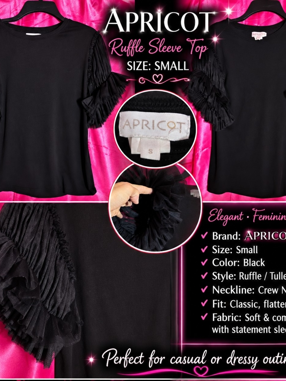Beautiful Apricot black top in a size Small Gothic Victorian Elegant